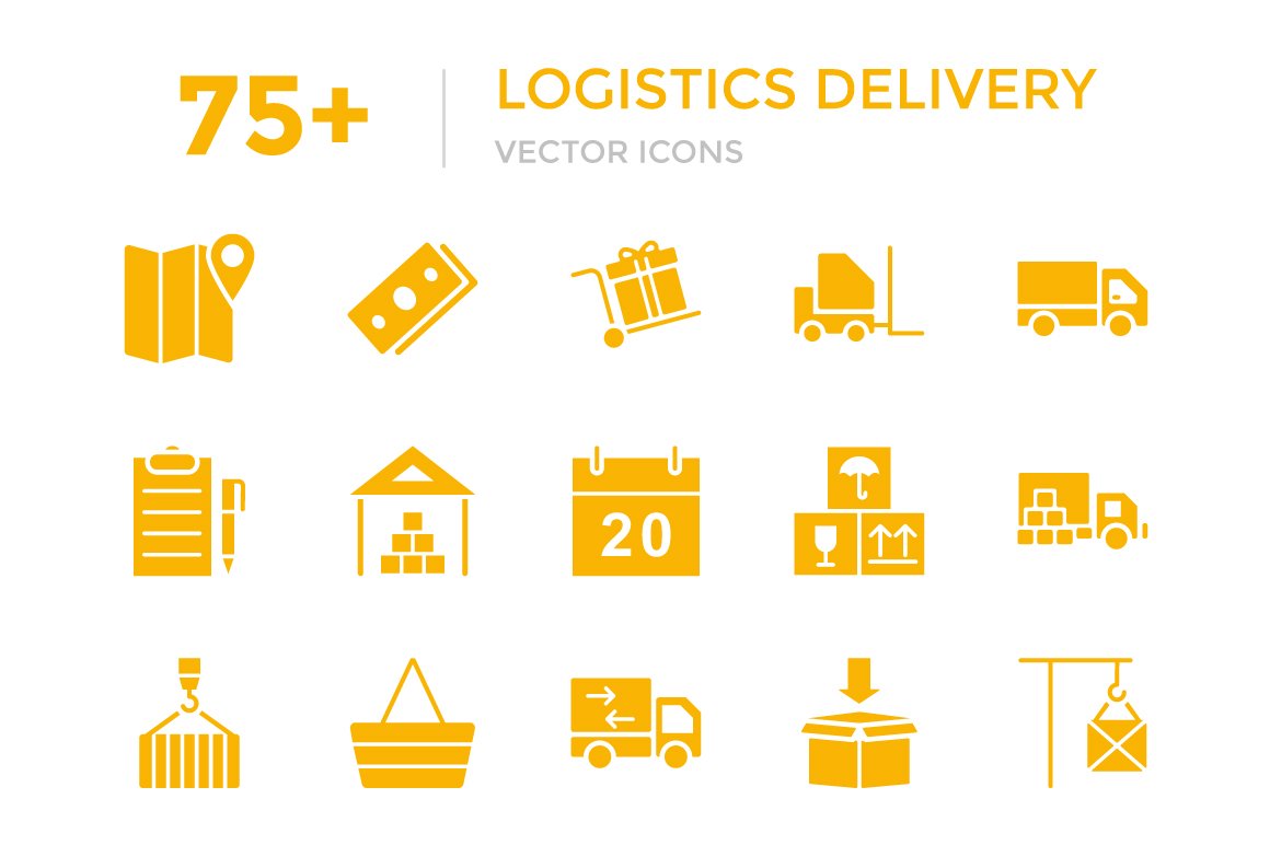 75+ Logistics Delivery Vector Icons cover image.