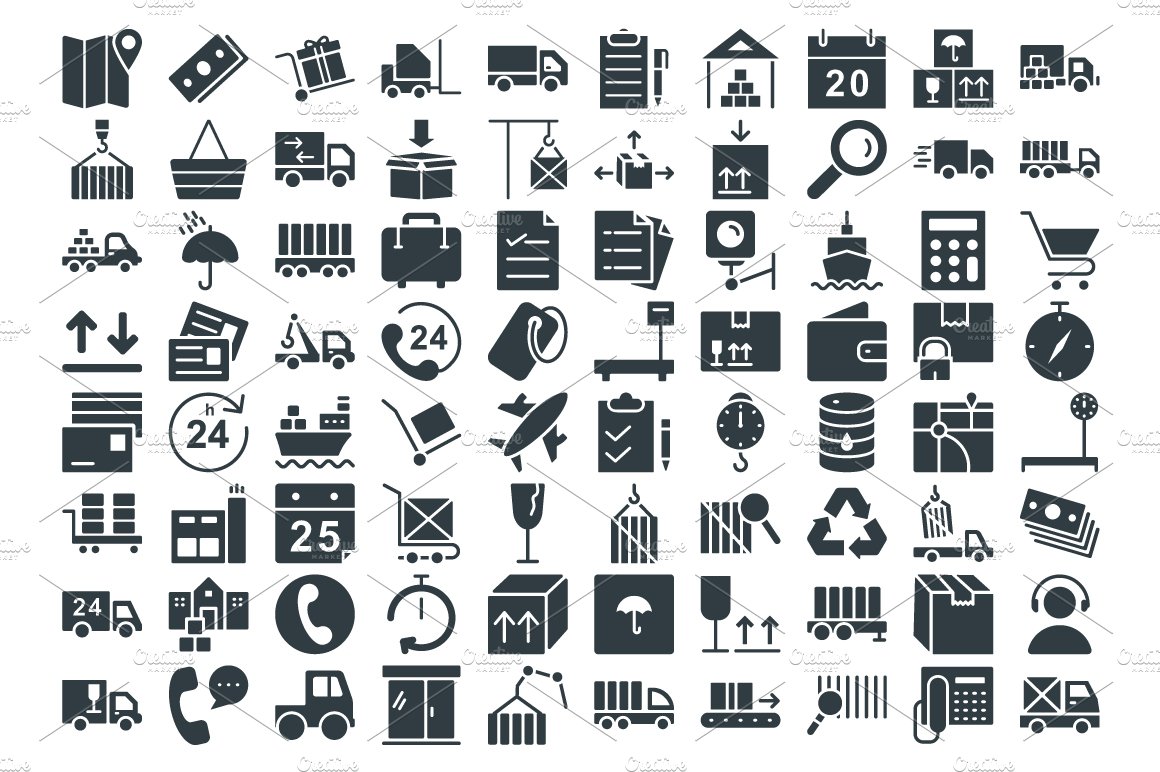 75+ Logistics Delivery Vector Icons preview image.