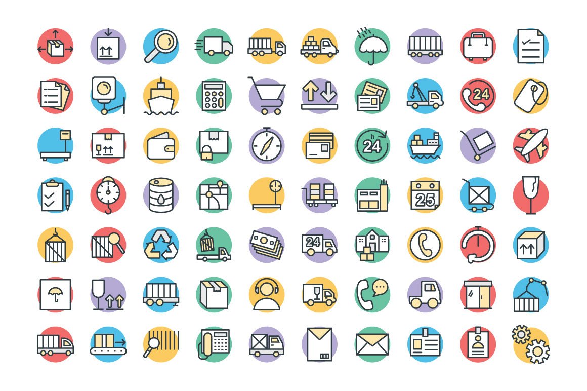 75+ Logistics Delivery Vector Icons preview image.