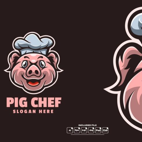 Pig Chef Mascot Logo Template cover image.