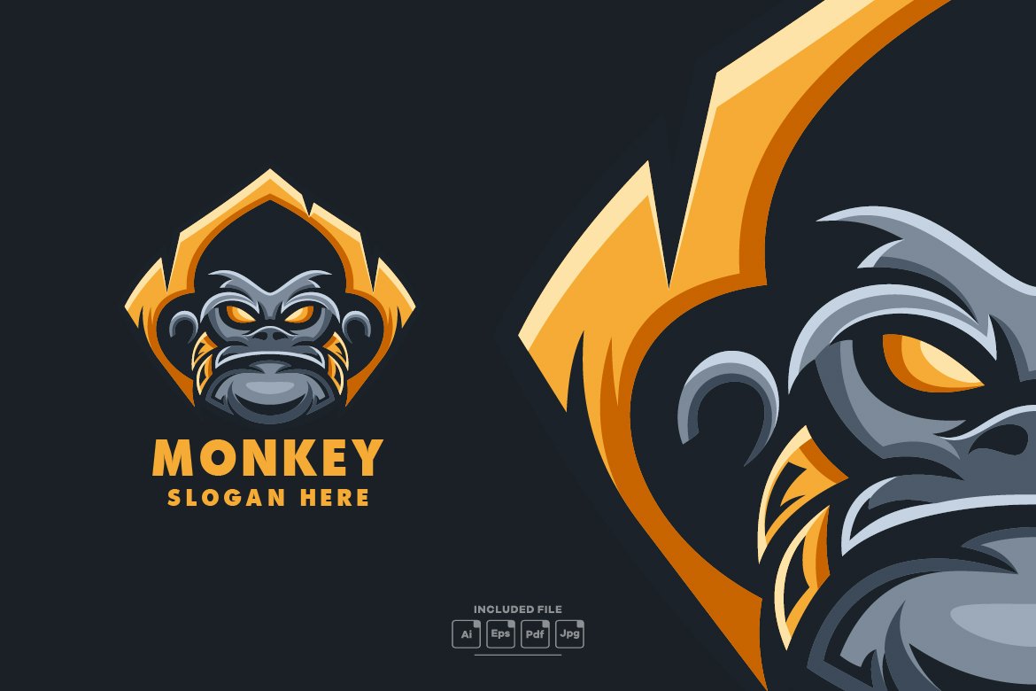 Monkey Sports Mascot Logo Template cover image.