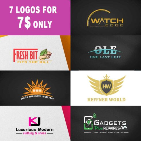7 unique and attractive logo designs for $7 only cover image.