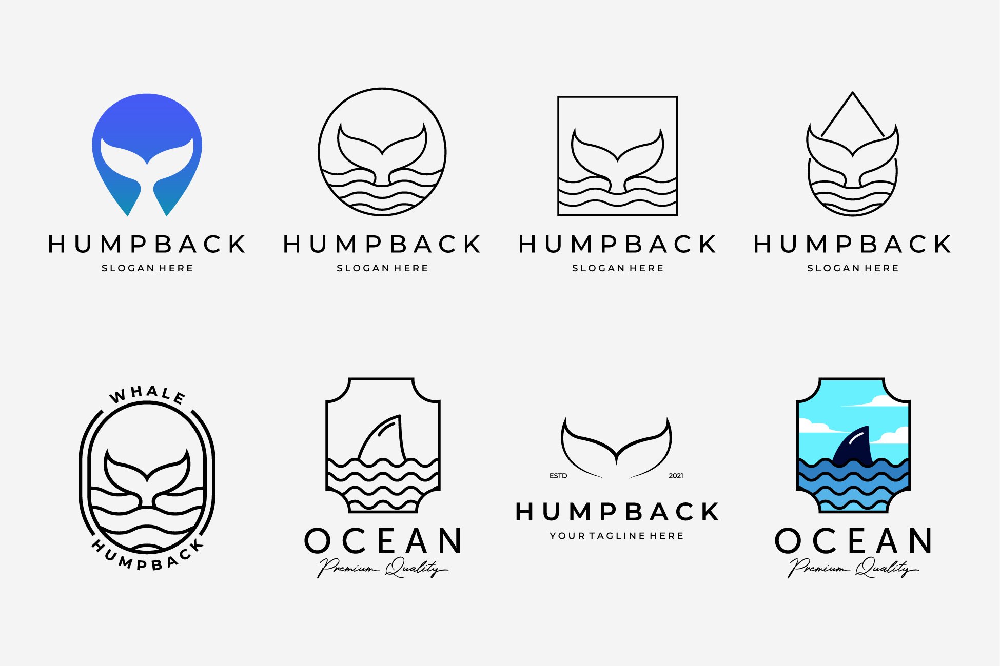 Set Bundle Humpback Whale tail Logo cover image.