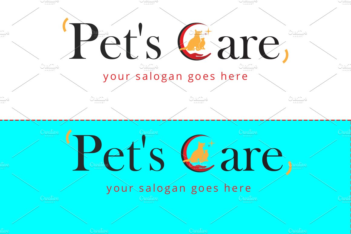 Pet care logo template preview image.