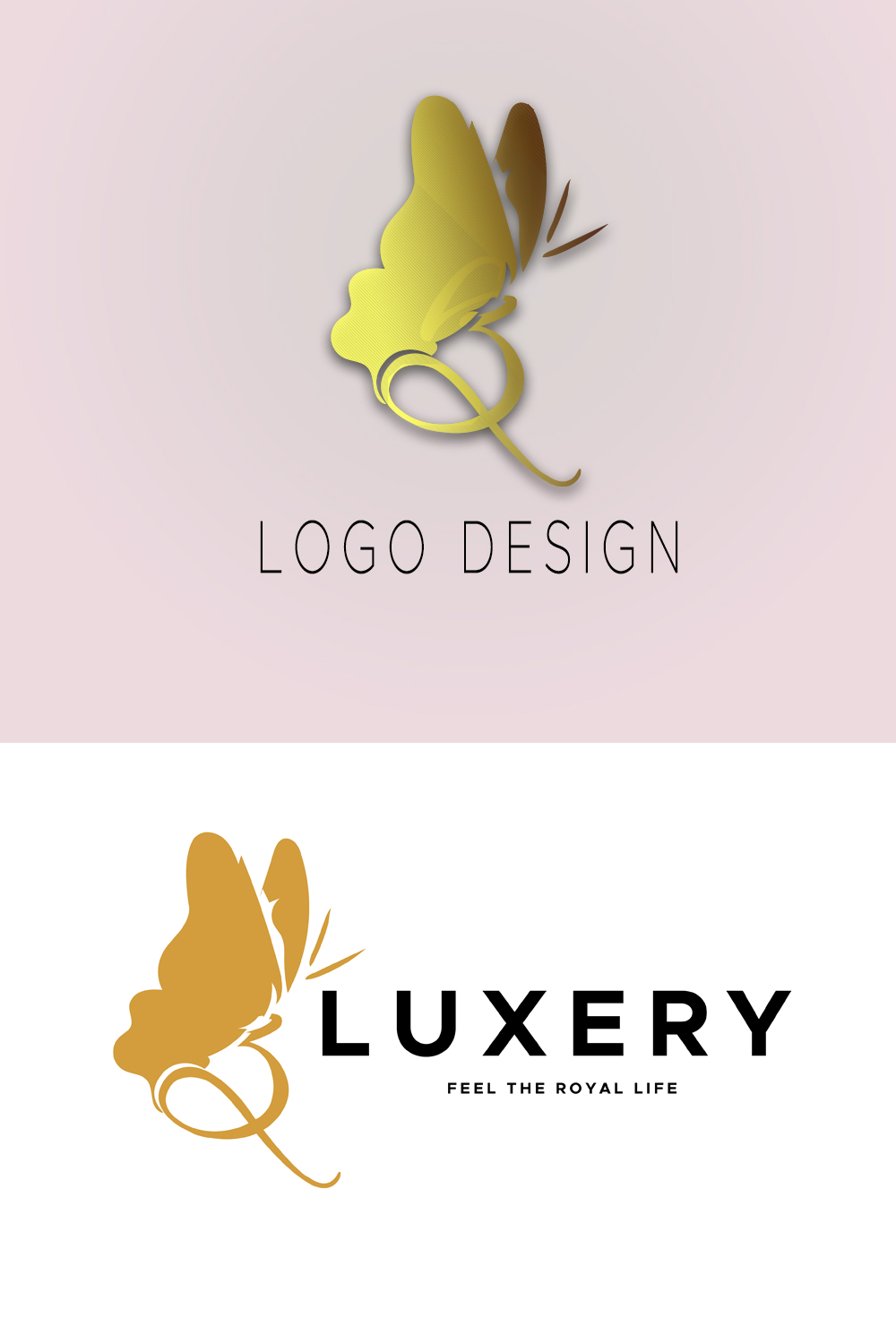 ROYAL BUTTERFLY LOGO DESIGN LUXERY LOGO vector pinterest preview image.