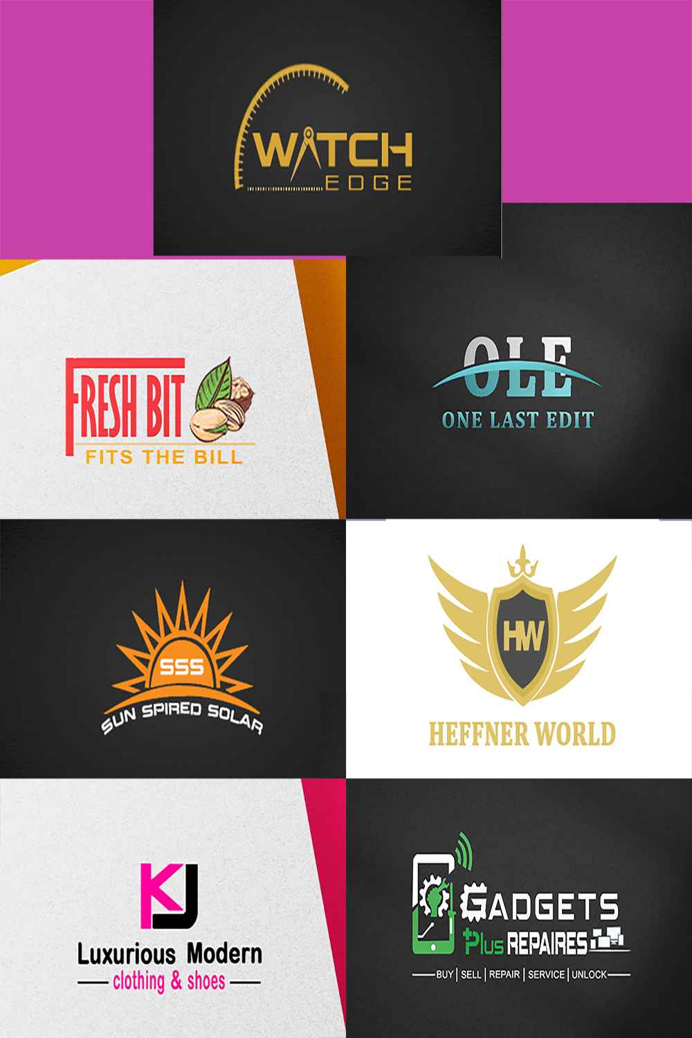 7 unique and attractive logo designs for $7 only pinterest preview image.