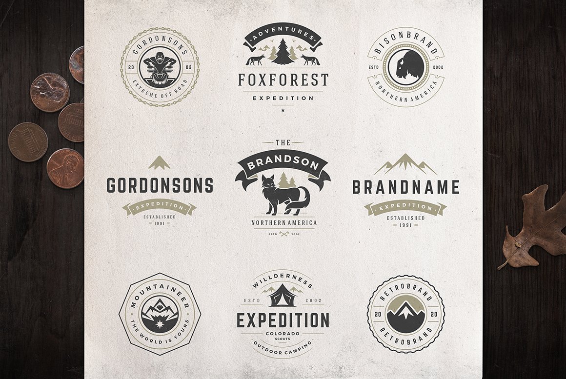50 Outdoor logos and badges preview image.