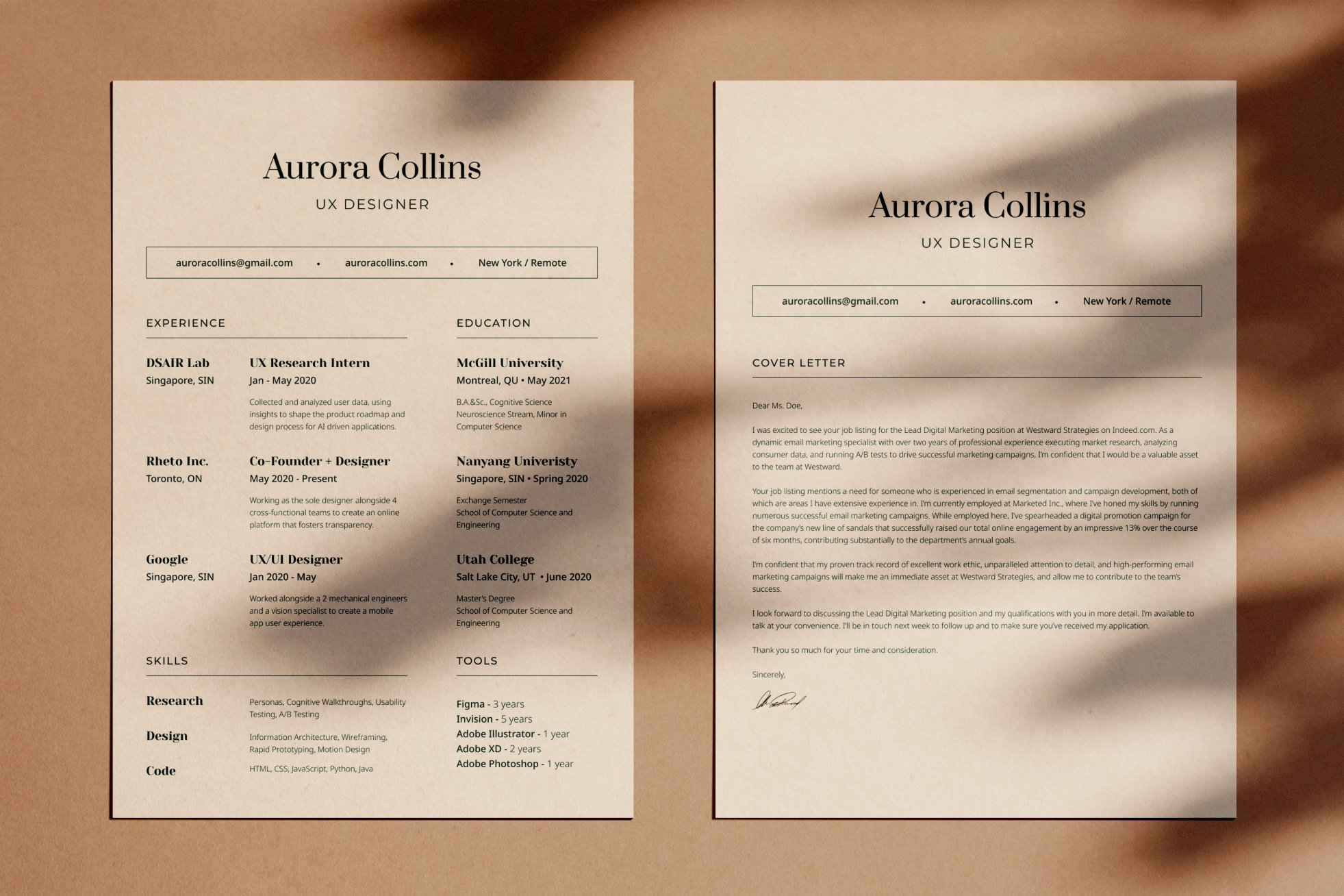 Aurora - Resume • CV • Cover Letter preview image.