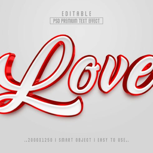 Red and white type of lettering that says love.