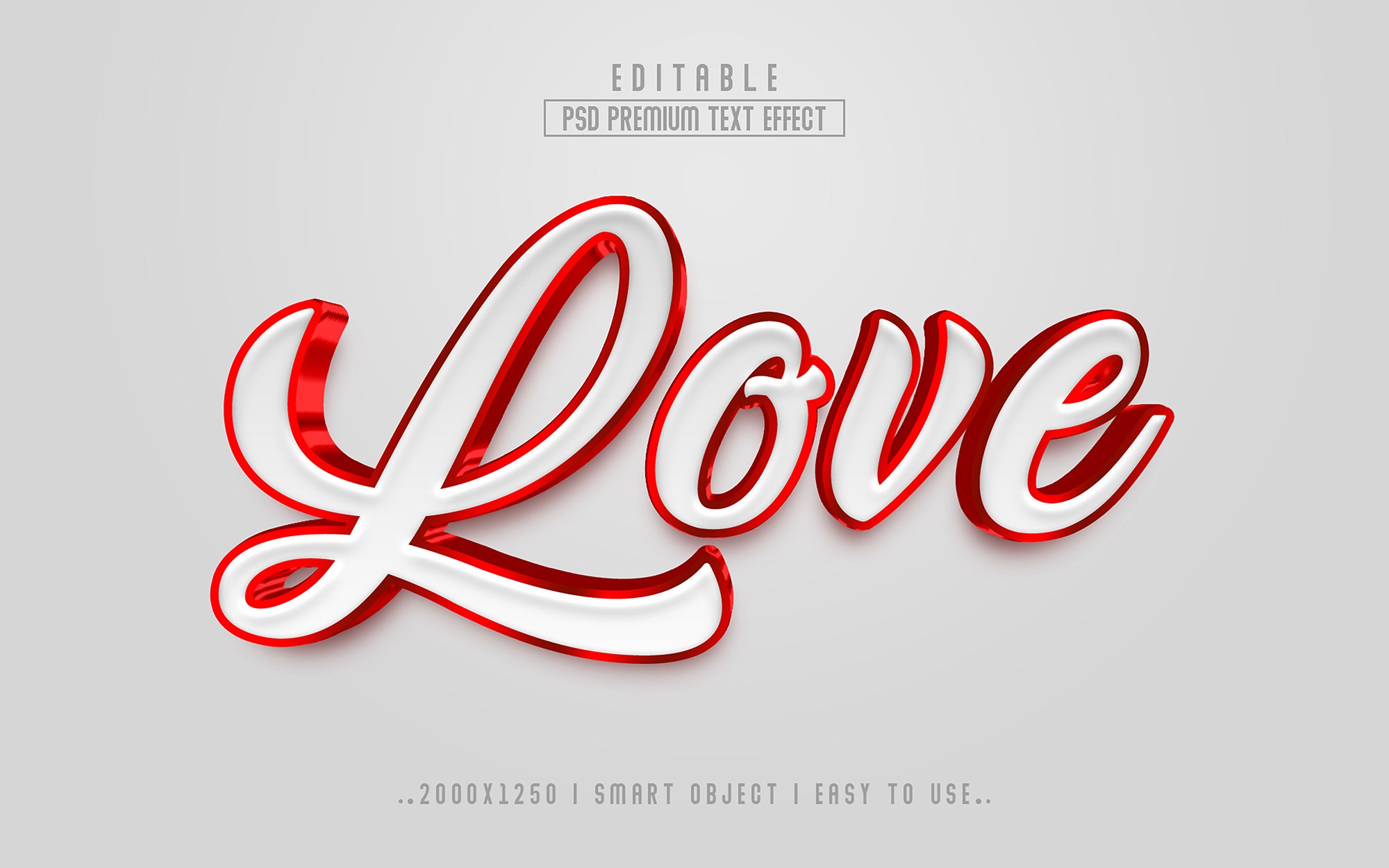 Red and white type of lettering that says love.