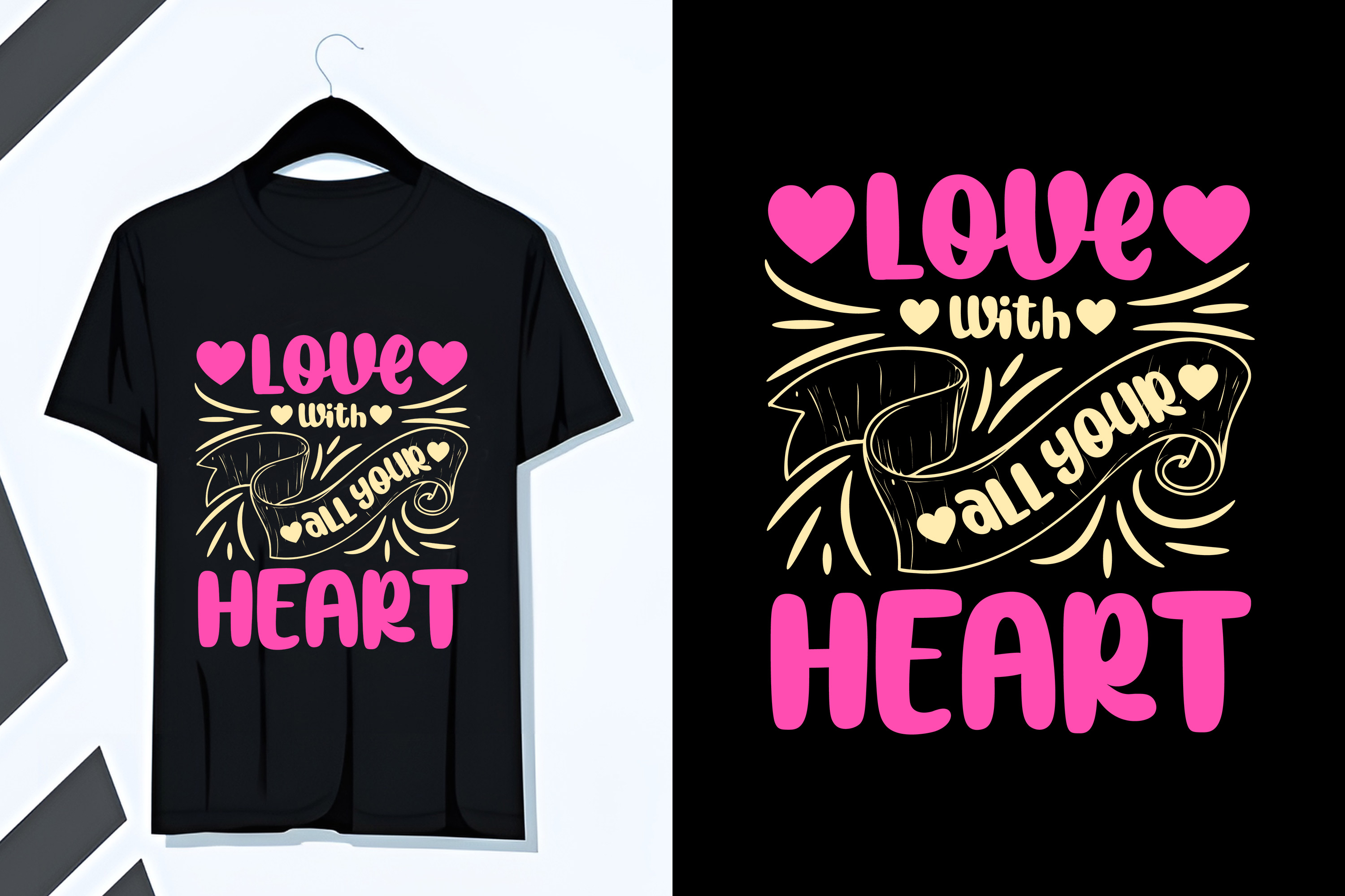 T - shirt with the words love and a heart on it.
