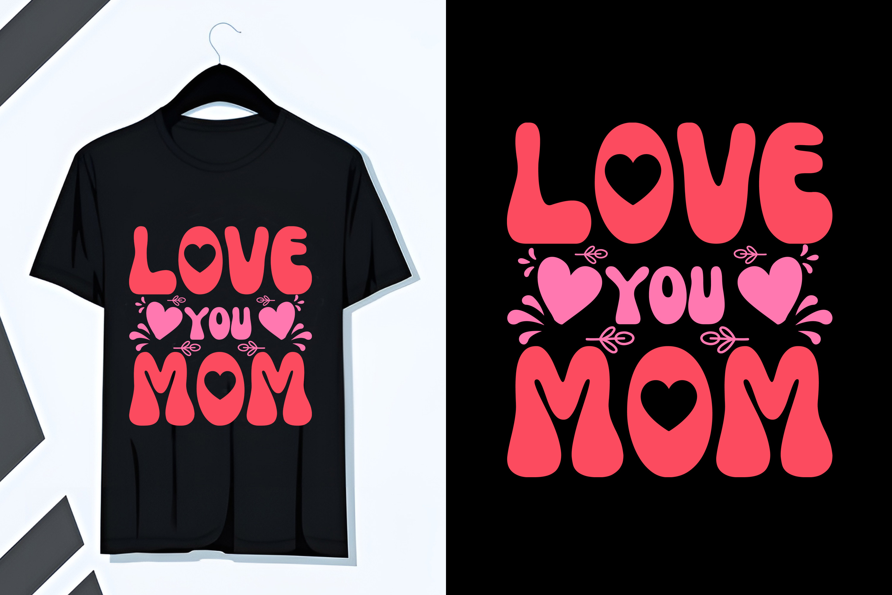 T - shirt with the words love you mom printed on it.