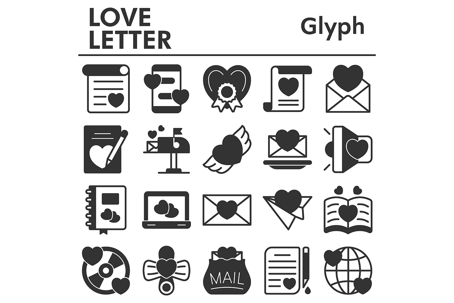 Love letter icons set_1 pinterest preview image.