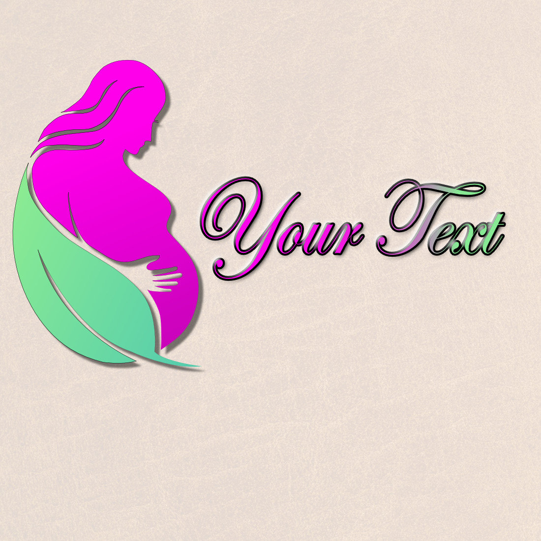 The logo depicts a stylized image of a pregnant woman cover image.