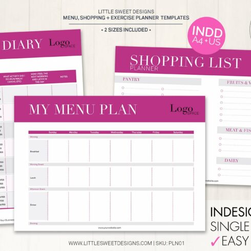 Menu, Shopping & Exercise Planner cover image.