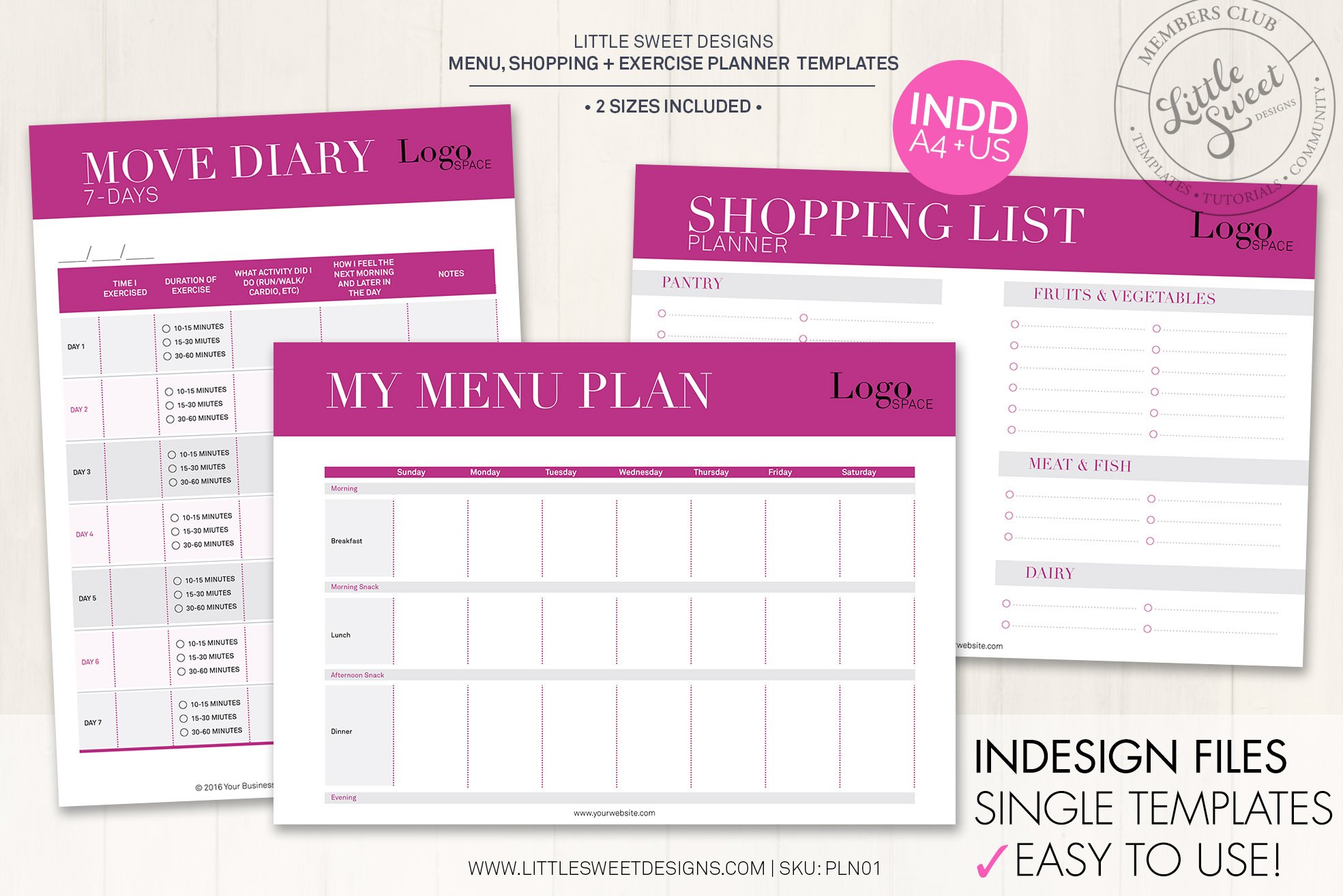Menu, Shopping & Exercise Planner cover image.