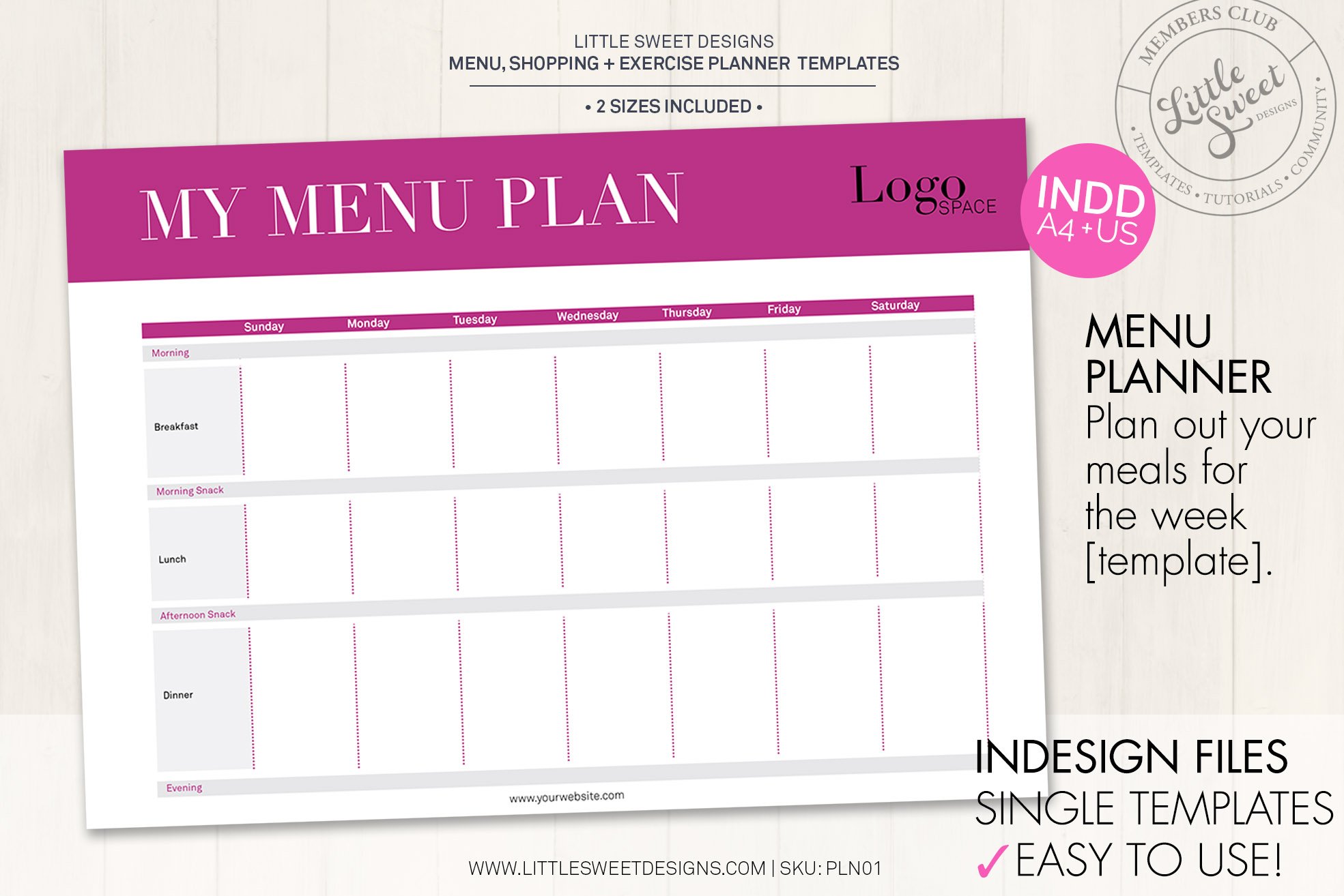 Menu, Shopping & Exercise Planner preview image.