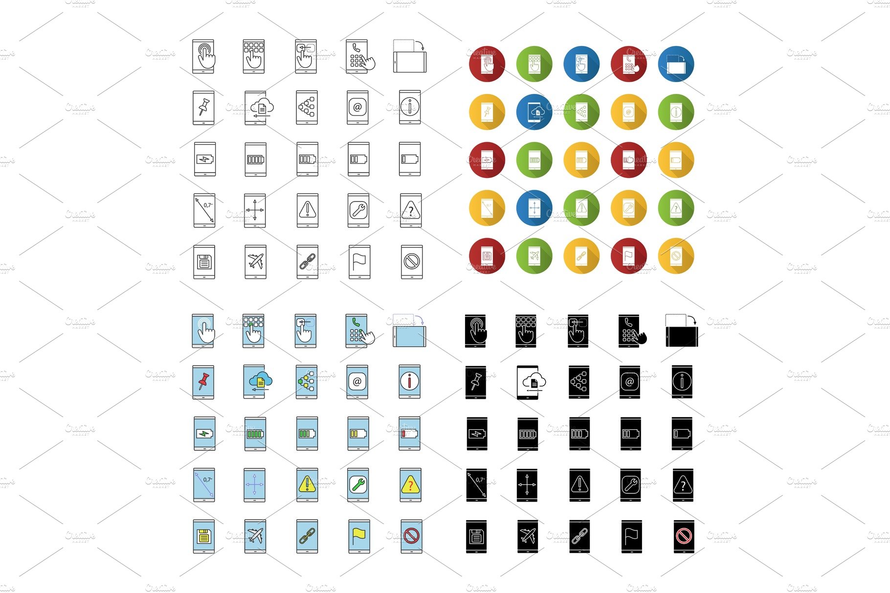 Smartphone icons set cover image.