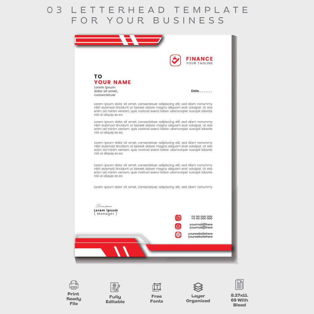03 Modern letterhead template | Letterhead template design for your business preview image.