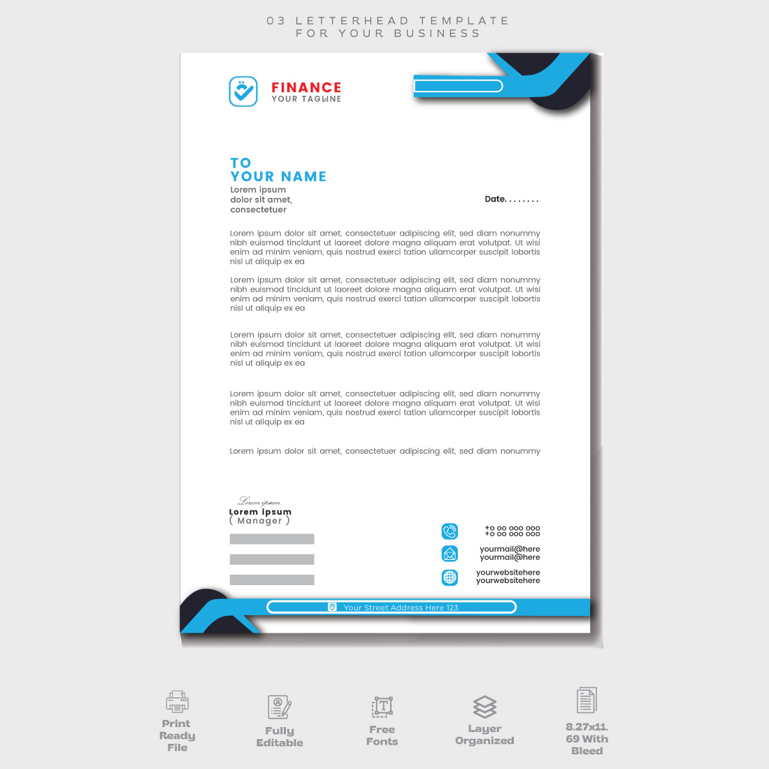 03 Modern letterhead template | Letterhead template design for your businessProfessional Letterhead Template for your Business Very Easy To customize for every file preview image.