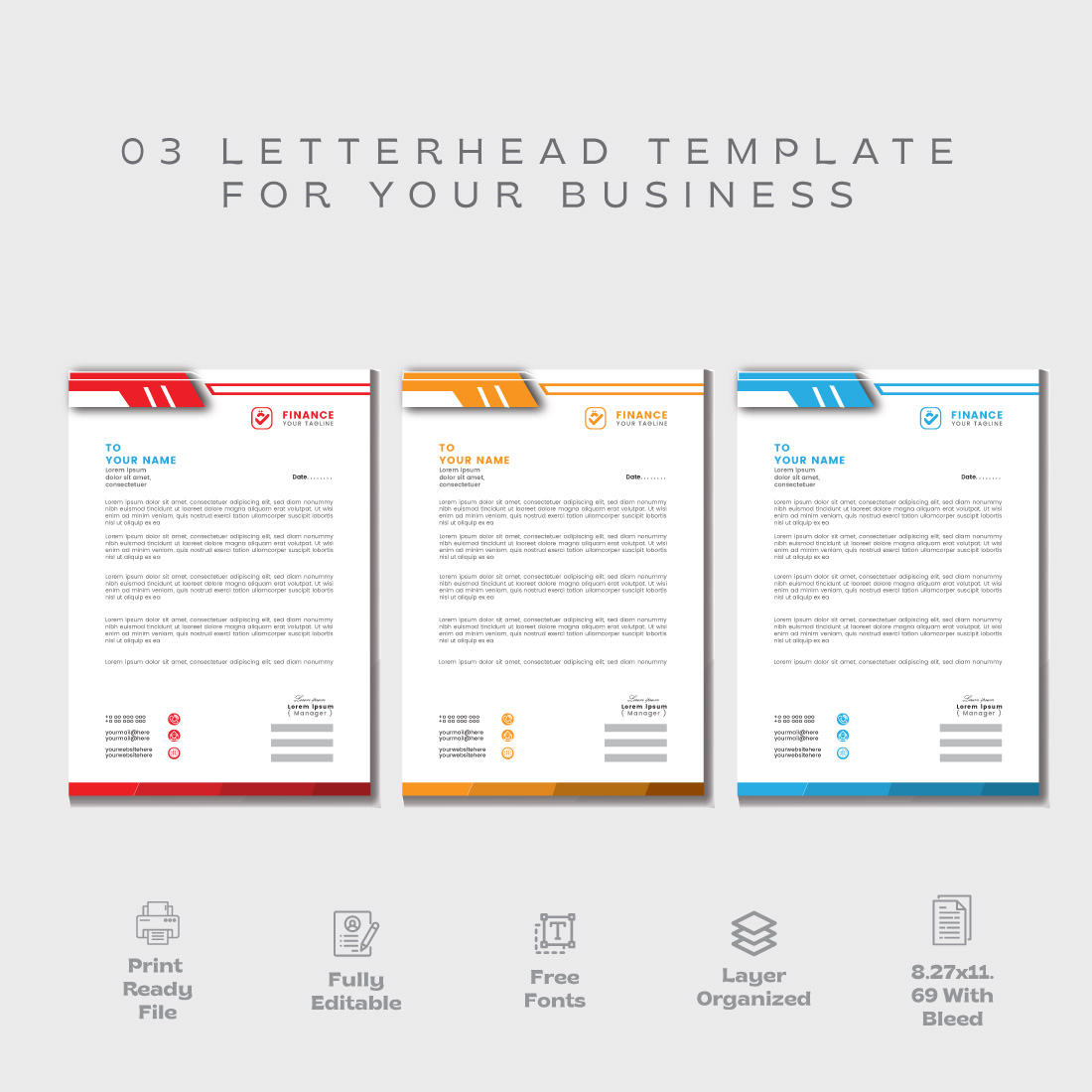 03 Modern letterhead template | Letterhead template design for your businessProfessional Letterhead Template for your Business Very Easy To customize for every fileA4 Letterhead cover image.