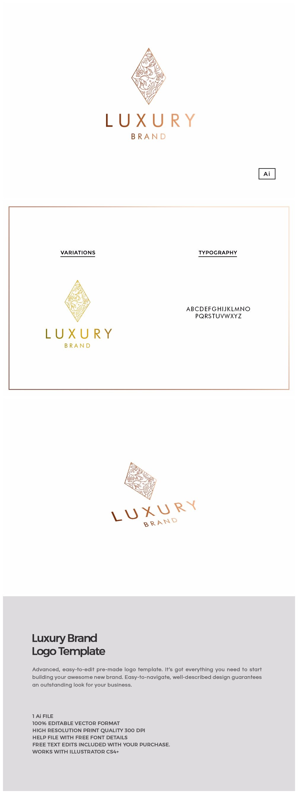 Rose Gold Luxury Brand Logo Template cover image.