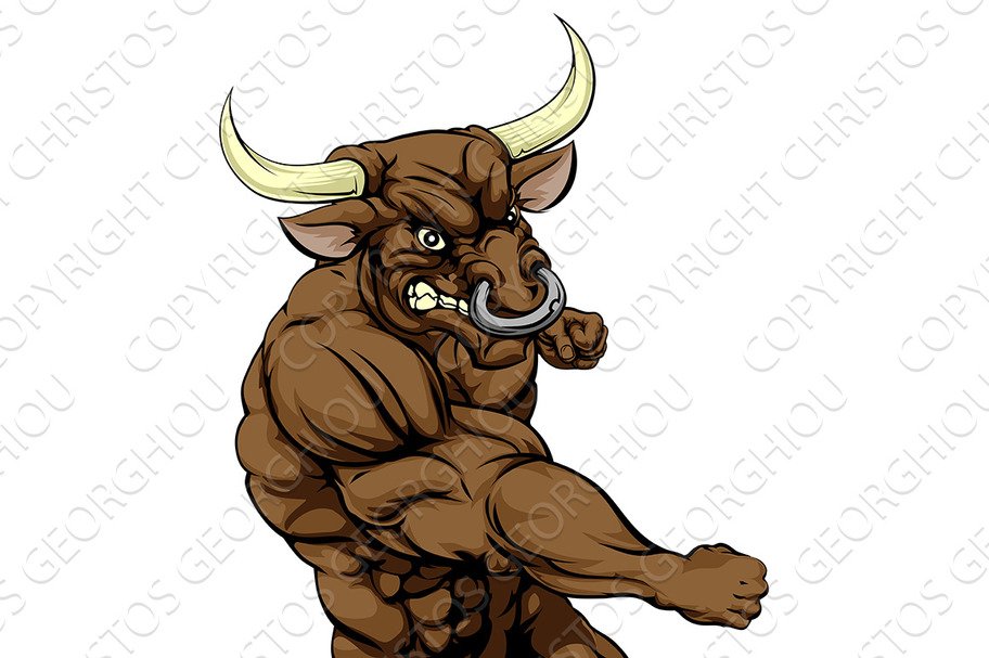 Bull mascot attacking with a punch cover image.