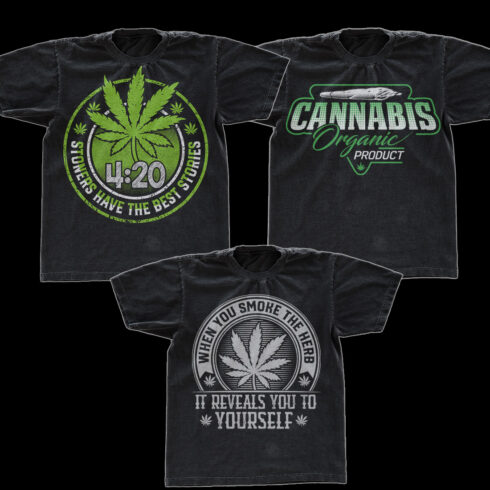 Cannabis T-shirt Design Bundle cover image.