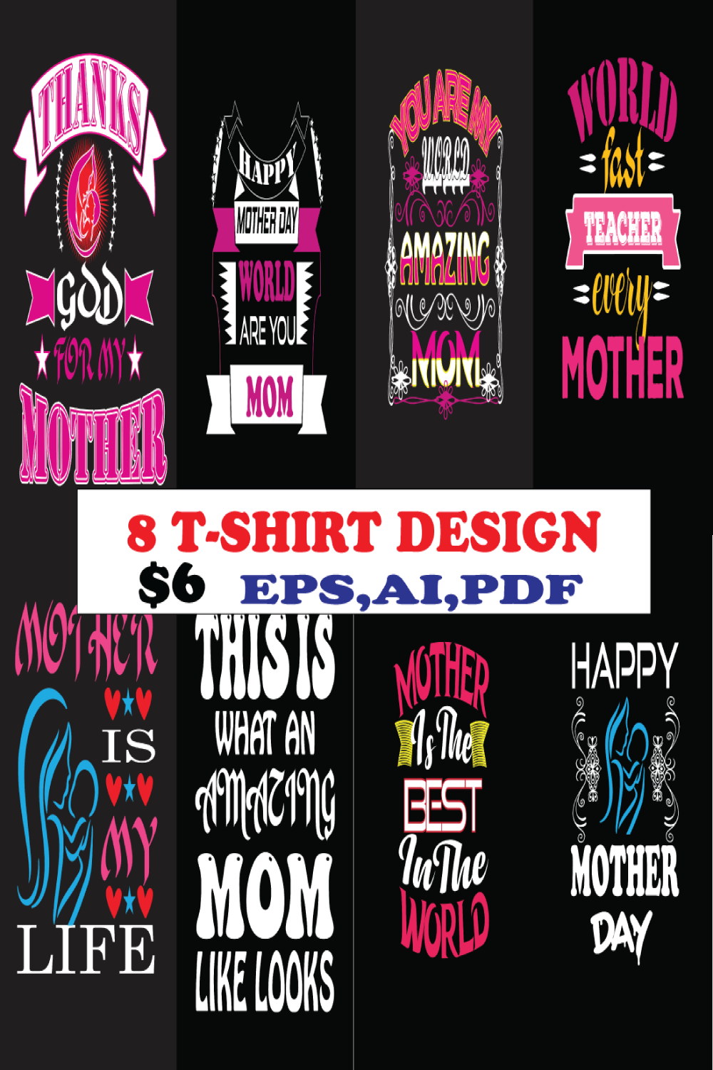 Mother day T-shirt design pinterest preview image.