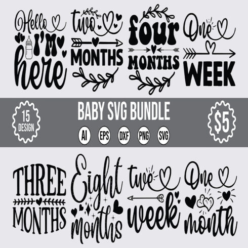 15 Baby SVG Design Bundle Vector Template cover image.