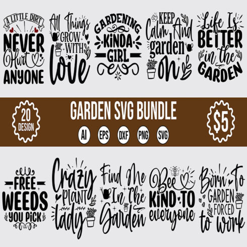 20 Garden SVG Design Bundle Vector Template Vol1 cover image.
