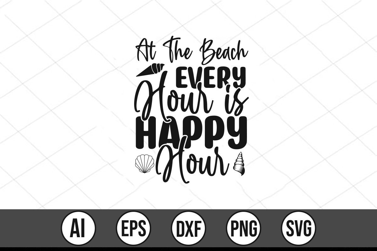 Black and white beach svg file with the words.