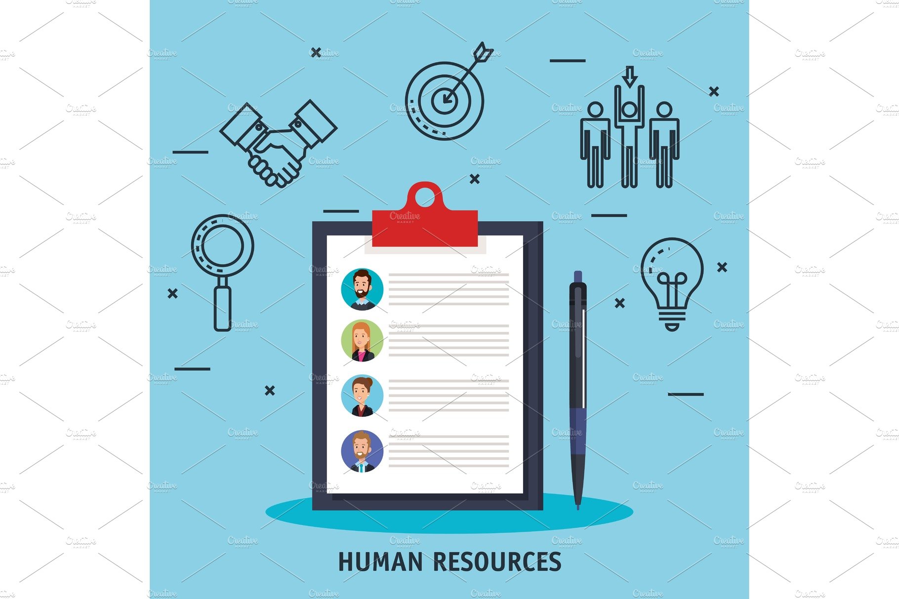 human resources set icons cover image.