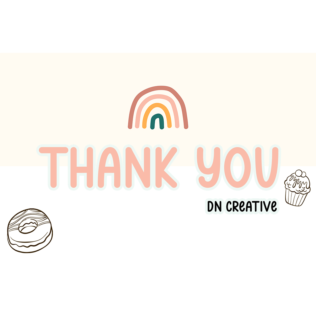 Thank you card with donuts and a rainbow.