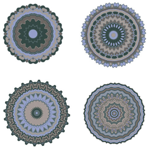 Gray Toned Mandala Stickers Cut Files PNG SVG DXF JPEG EPS cover image.