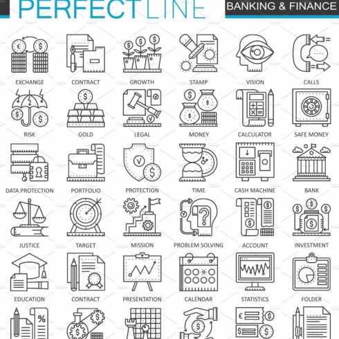 Banking finance concept icons cover image.