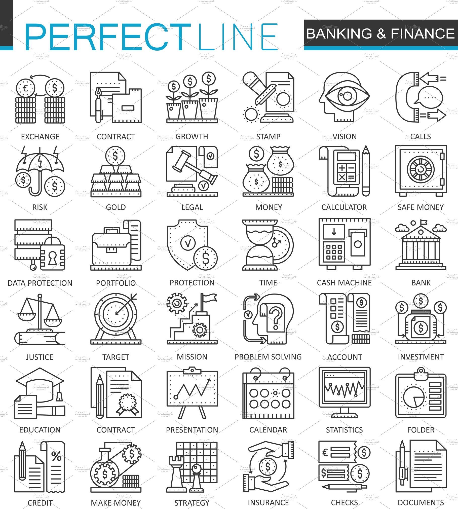 Banking finance concept icons cover image.