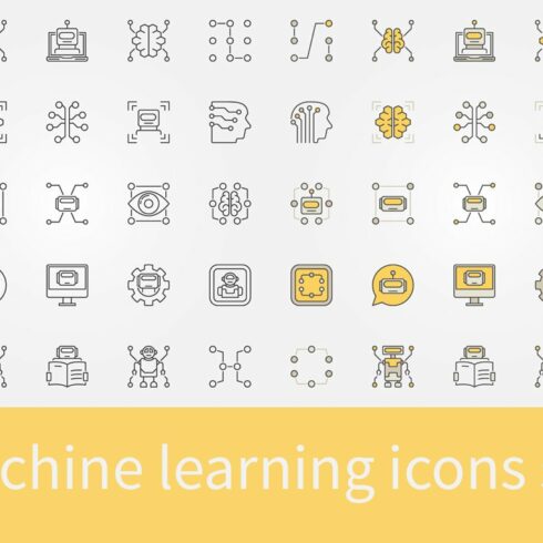 Machine learning icons set cover image.