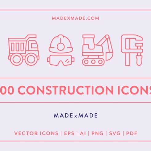 Construction Line Icons cover image.