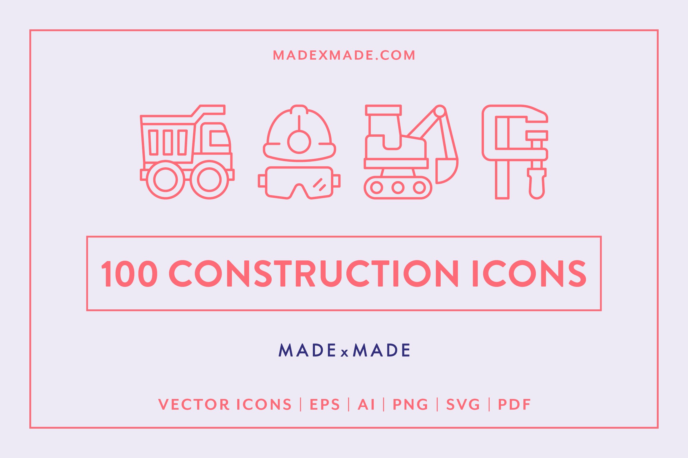 Construction Line Icons cover image.
