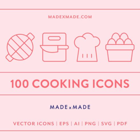 Cooking Line Icons cover image.