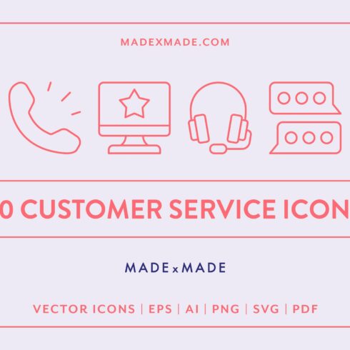 Customer Service Line Icons cover image.