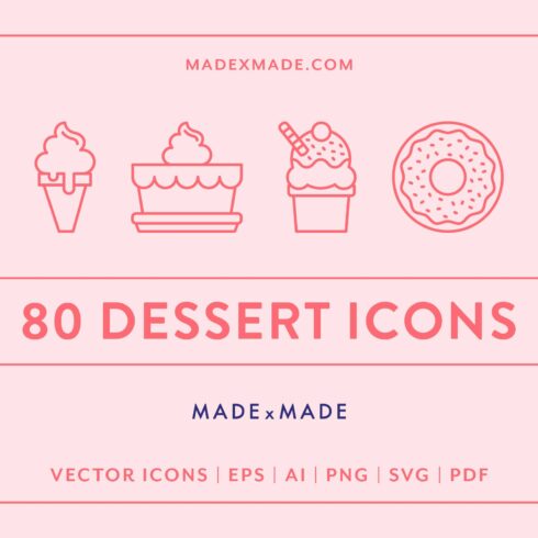 Dessert Line Icons cover image.