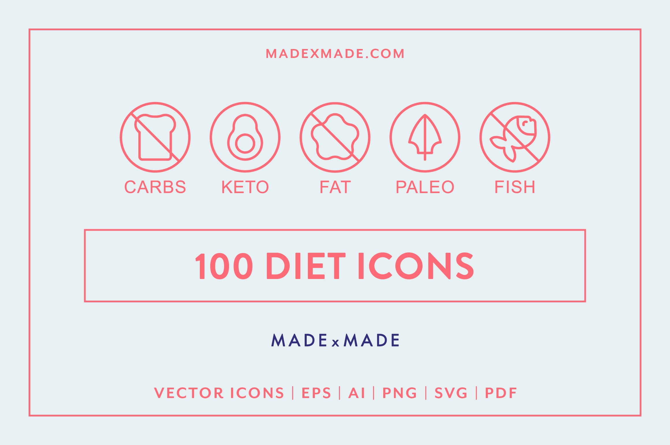 Diet Line Icons cover image.