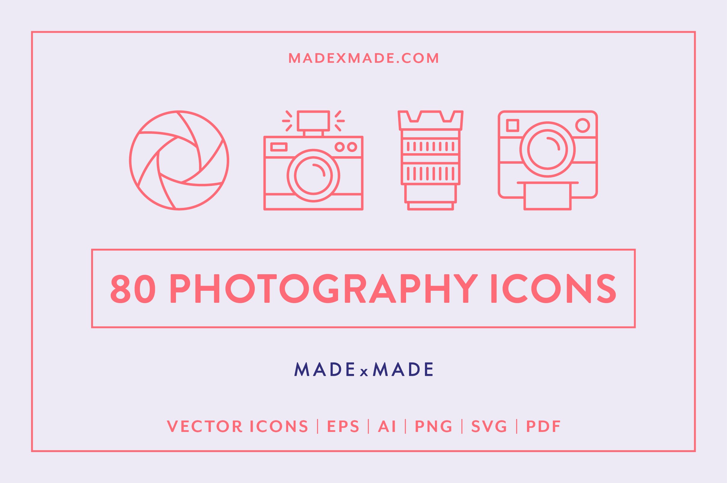 Photography Line Icons cover image.