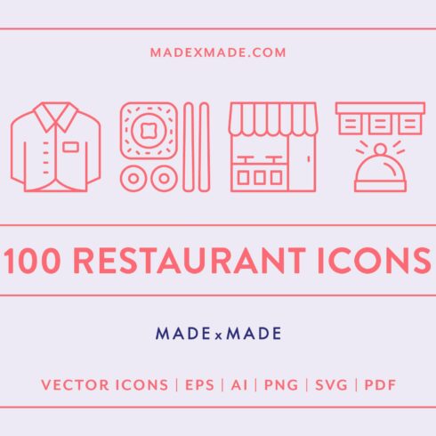 Restaurant Line Icons cover image.