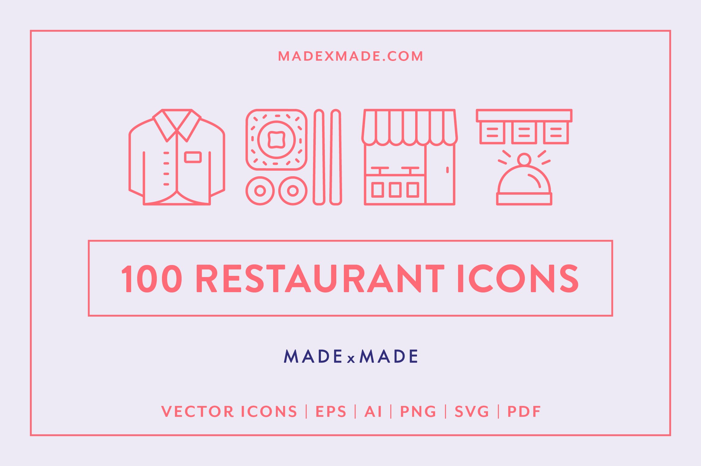 Restaurant Line Icons cover image.