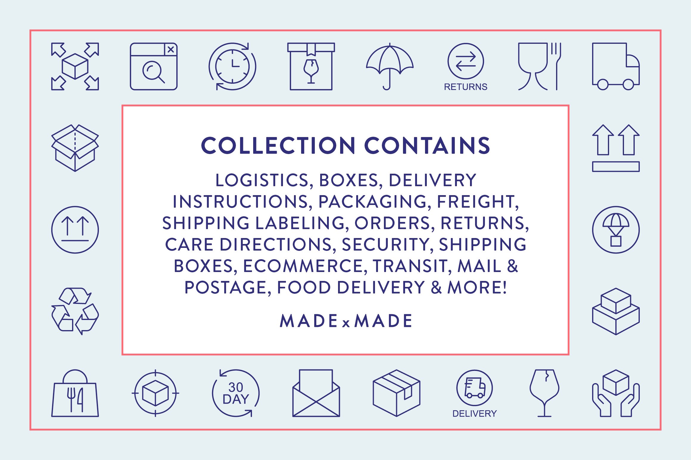 Shipping & Delivery Line Icons preview image.