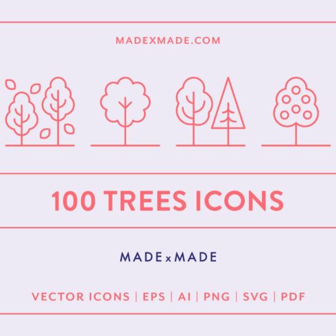 Trees Line Icons cover image.
