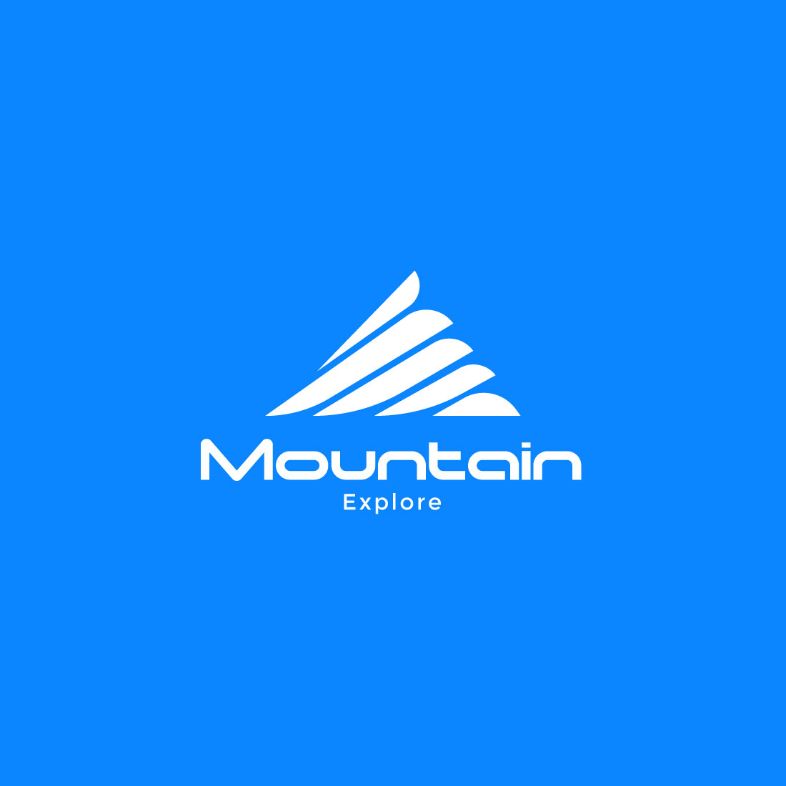 Mountain logo on a blue background.